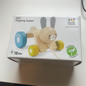 Hopping rabbit wooden toy